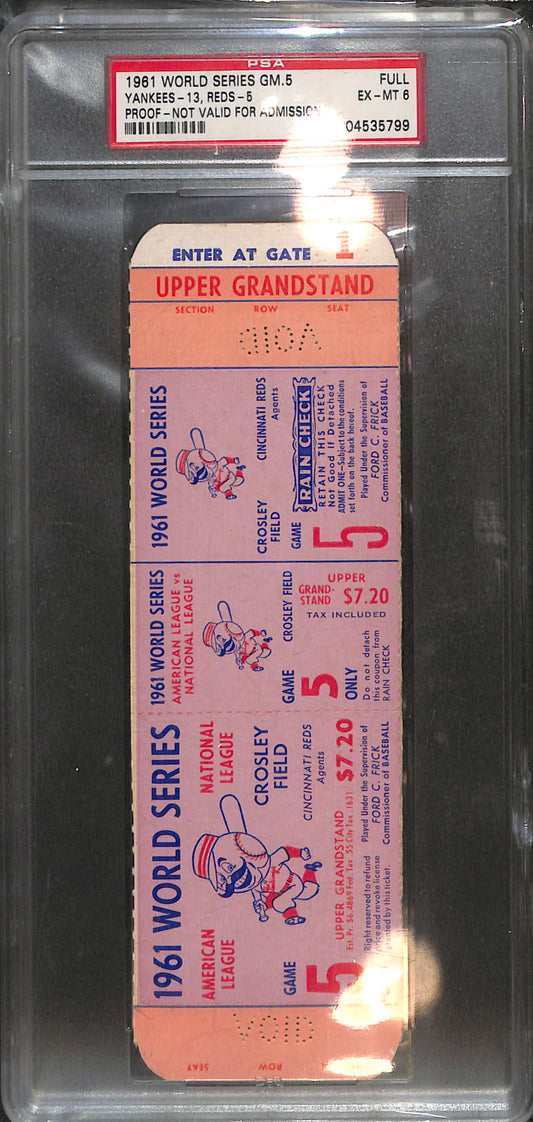 1961 World Series - Game 5 - Yankees - 13, Reds - 5 - Proof - Not Valid for Admission - PSA 6 - baseball - Yankees - Reds