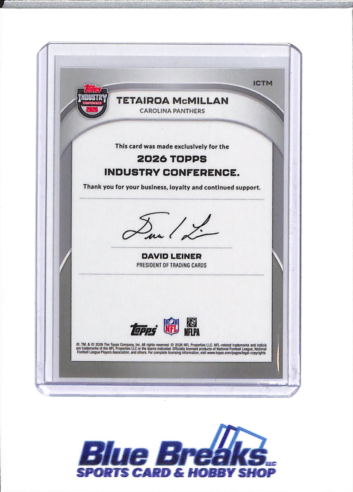 2026 Topps - Industry Conference - Tetairoa McMillan - #ICTM - football - Panthers