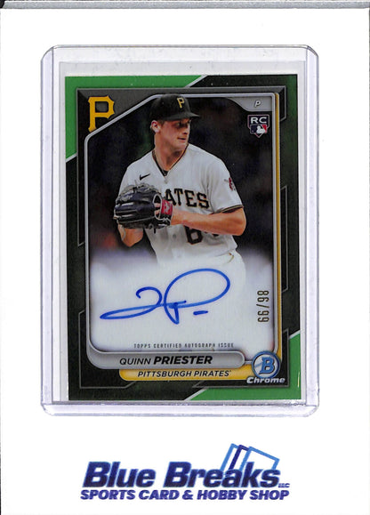 2024 Bowman Chrome - green refractor - Quinn Priester - auto - 86/99 - RC - #CRA-QP - baseball - Pirates