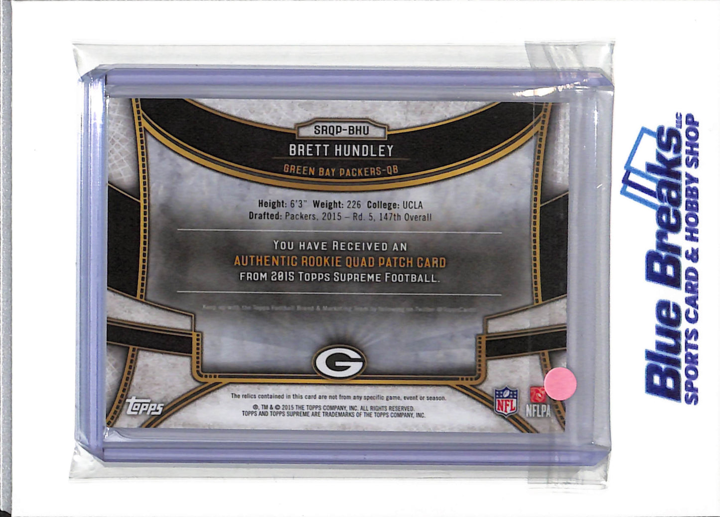 2015 Topps - Supreme - Brett Hundley - rookie quad patch - 17/50 - RC - #SRQP-BHU - football - Packers
