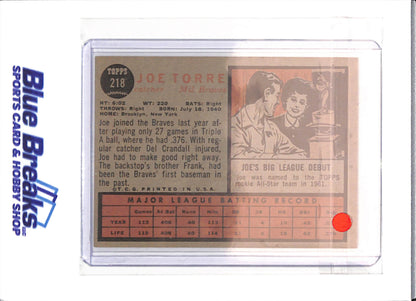1962 Topps - Joe Torre - #218 - baseball - Braves