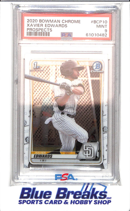 2020 Bowman Chrome - 1st Bowman - Prospects - Xavier Edwards - #BCP-9 - PSA 9 - baseball - Padres