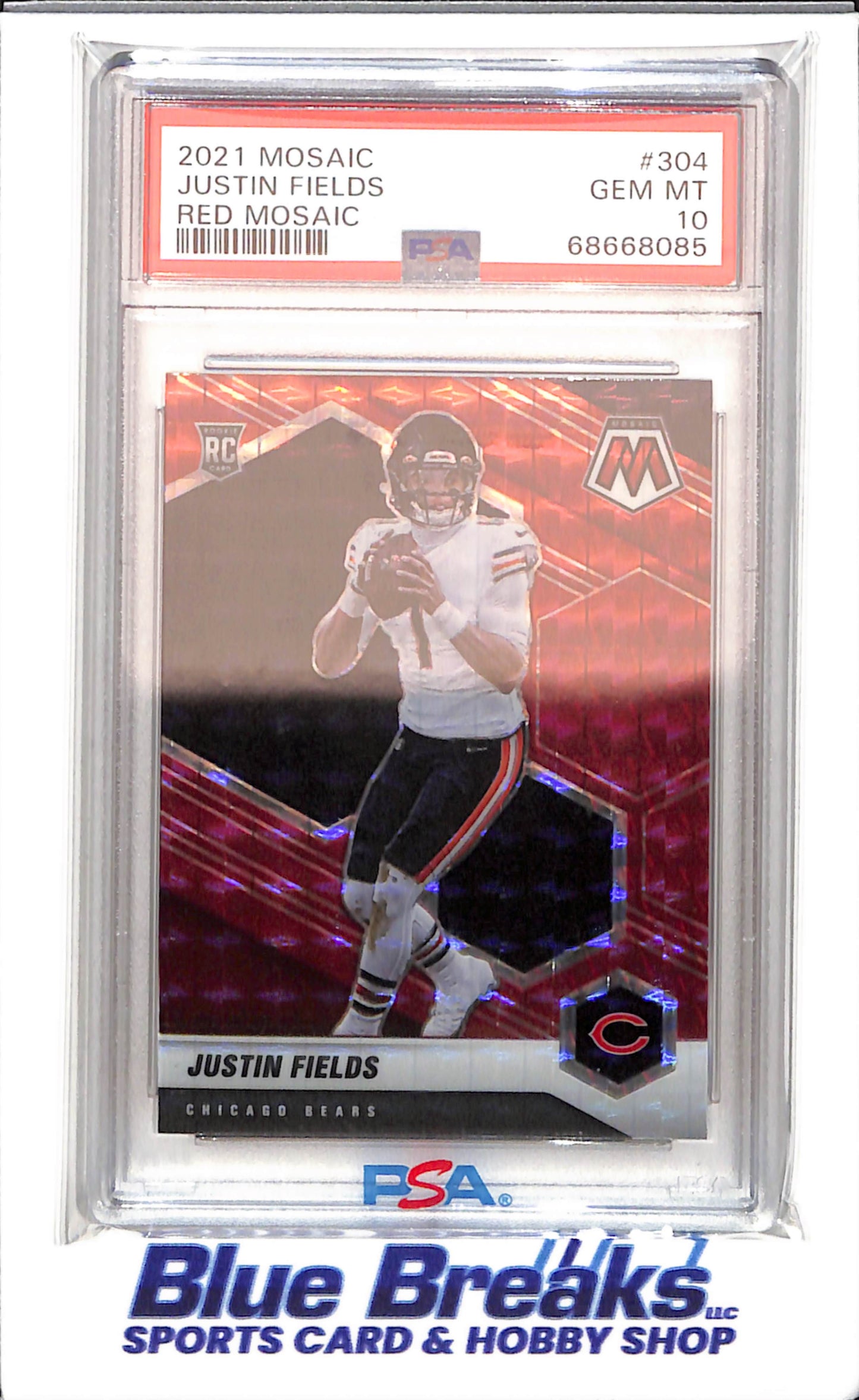 2021 Panini - Mosaic - Red Mosaic - Justin Fields - RC - #304 - PSA 10 - football - Bears