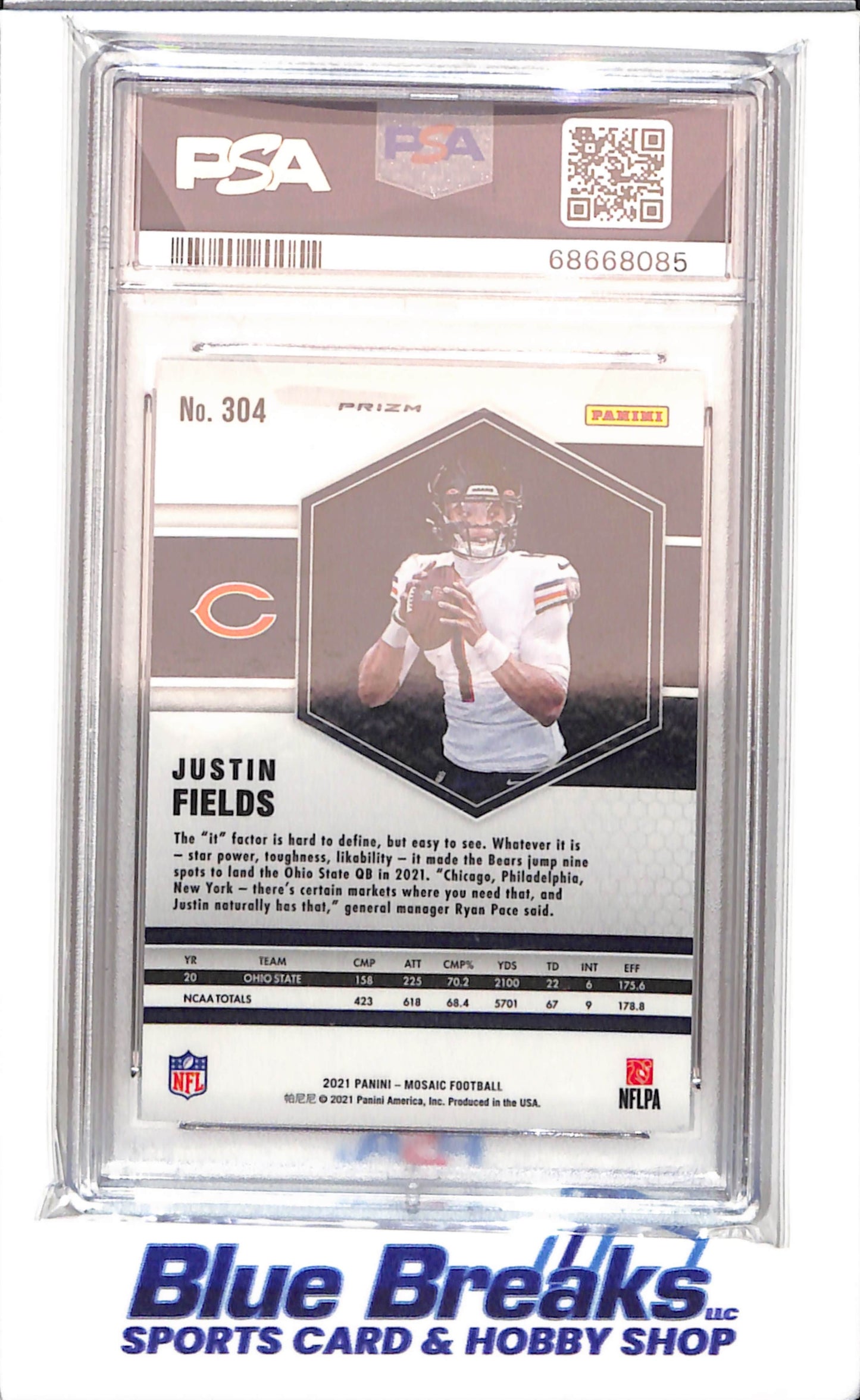 2021 Panini - Mosaic - Red Mosaic - Justin Fields - RC - #304 - PSA 10 - football - Bears