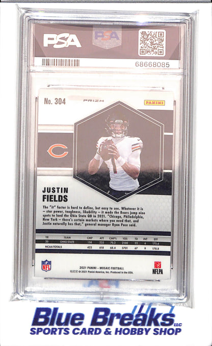 2021 Panini - Mosaic - Red Mosaic - Justin Fields - RC - #304 - PSA 10 - football - Bears