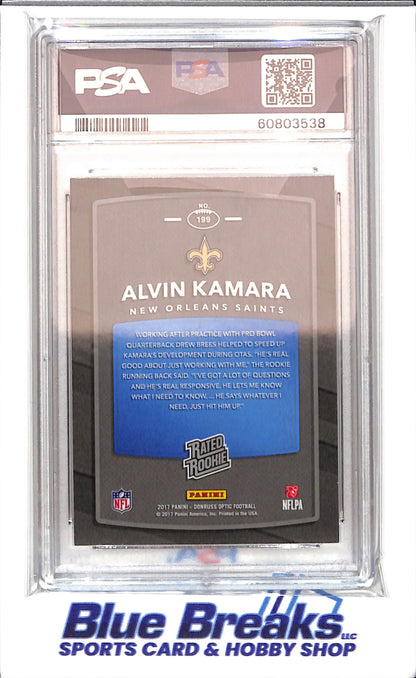 2017 Panini - Donruss - Optic - Rated Rookie - Alvin Kamara - #199 - PSA 9 - football - Saints
