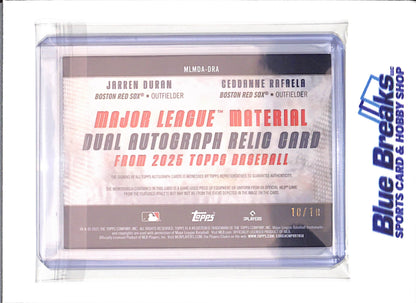 2025 Topps - Major League Material - Jarren Duran - Ceddanne Rafaela - autograph - 10/10 - #MLMDA-DRA - baseball - Red Sox