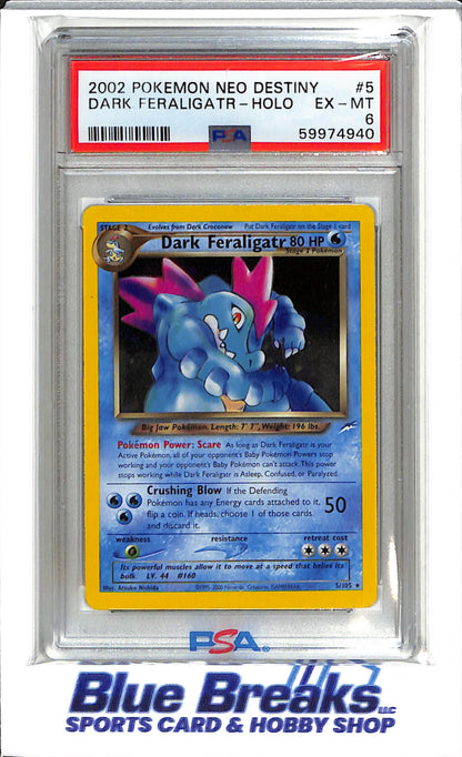 2002 Pokémon - Neo Destiny - Holo - Dark Feraligatr - PSA 6 - #5
