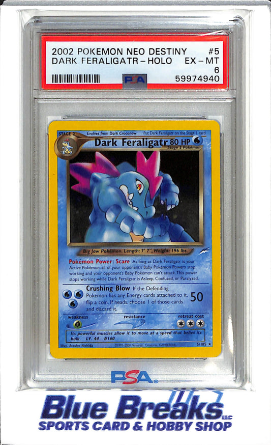 2002 Pokémon - Neo Destiny - Holo - Dark Feraligatr - PSA 6 - #5
