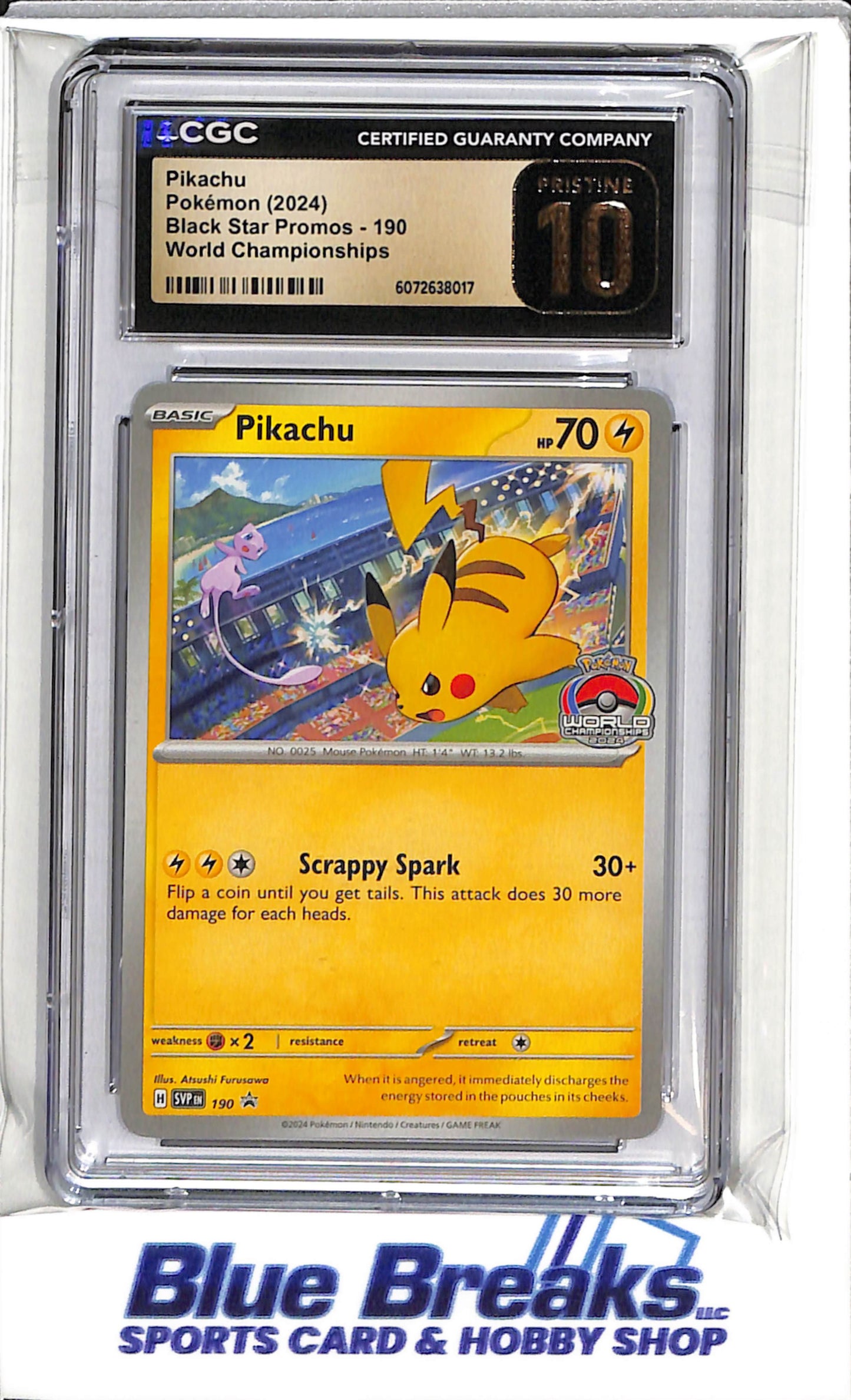 2024 Pokémon - World Championships - Black Star Promos - Pikachu - #190 - CGC Pristine 10
