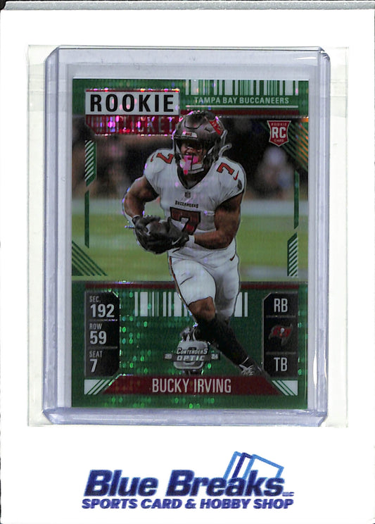 2024 Panini - Contenders Optic - Rookie Ticket - green pulsar prizm - Bucky Irving - 04/49 - RC - #67 - football - Buccaneers - drop