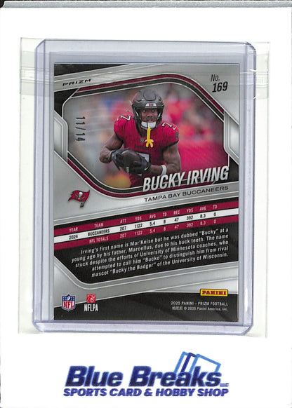 2025 Panini - Prizm - choice blue prizm - Bucky Irving - 11/14 - #169 - football - Buccaneers - drop