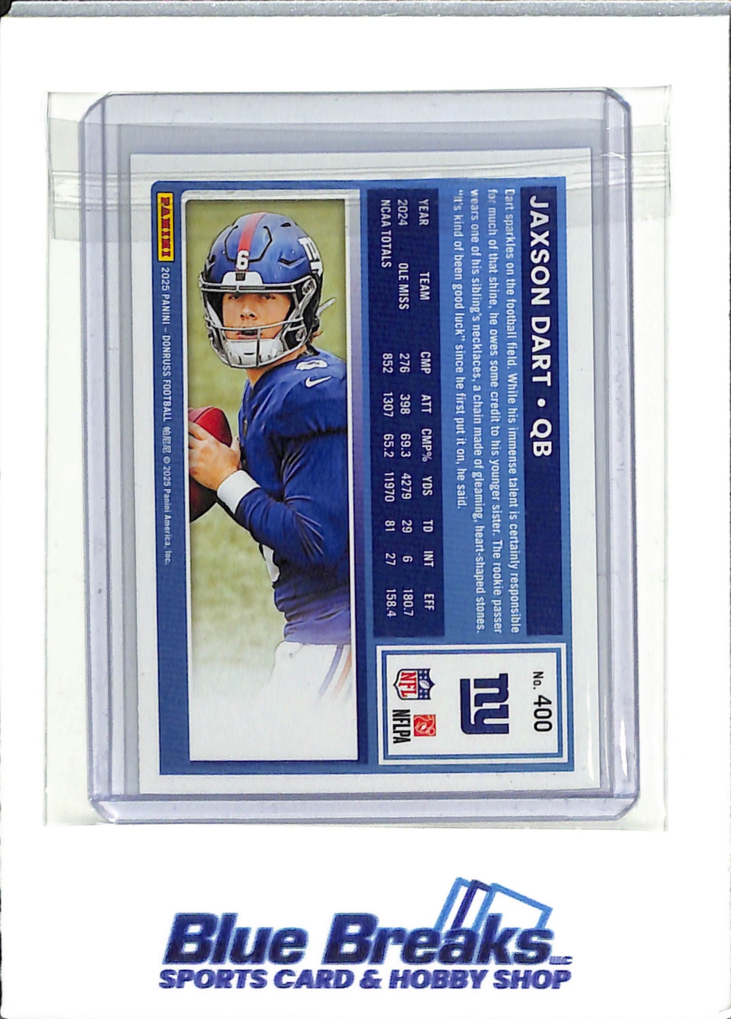 2025 Panini - Donruss - blue - Press Proof - Rated Rookie - Jaxson Dart - #400 - football - Giants - drop
