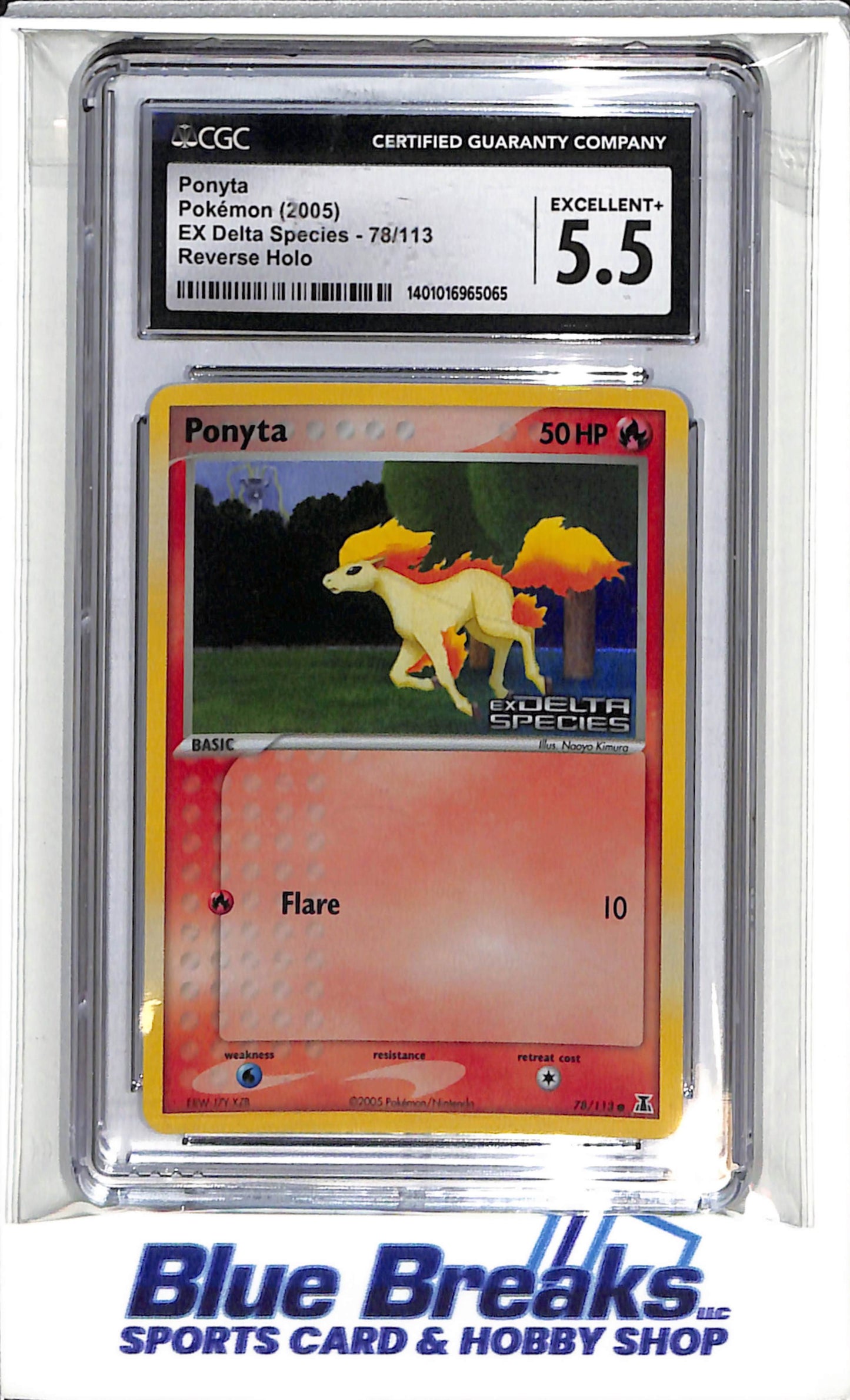 2005 Pokémon - EX Delta Species - Reverse Holo - Ponyta - #78/113 - CGC 5.5 - drop
