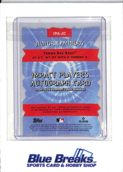 2024 Bowman's Best - Impact Players - lava refractor - Junior Caminero - auto - 25/50 - RC - #IPA-JC - baseball - Rays - drop