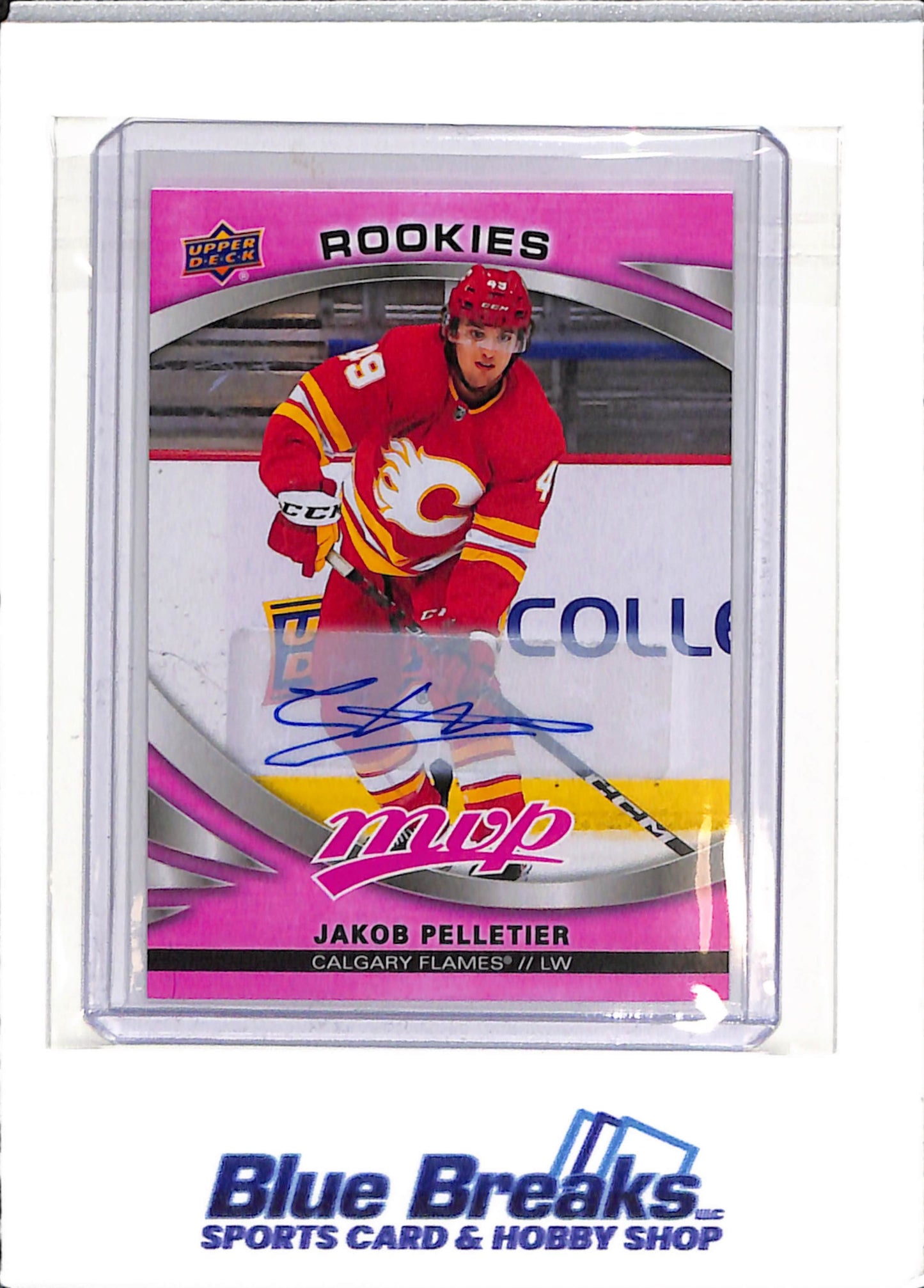 2023-24 Upper Deck - MVP - Rookies - pink - Jakob Pelletier - auto - #228 - hockey - Flames - drop