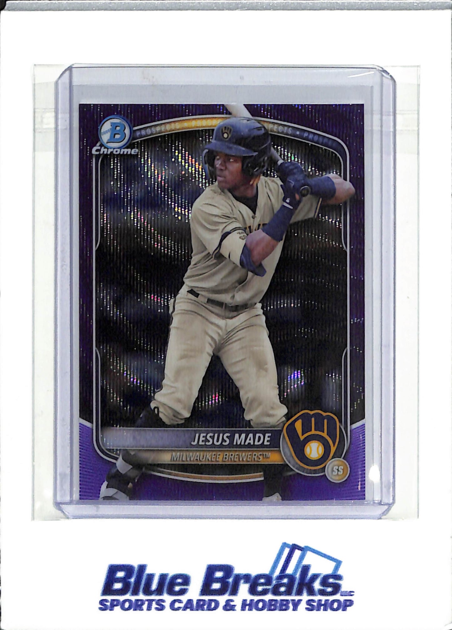 2025 Bowman Chrome - purple wave - Jesus Made - 158/250 - #BCP-245 - baseball - Brewers