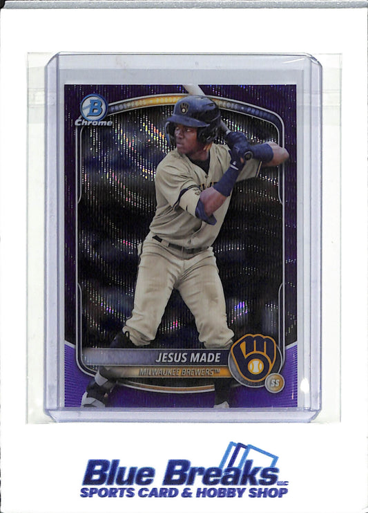 2025 Bowman Chrome - purple wave - Jesus Made - 158/250 - #BCP-245 - baseball - Brewers
