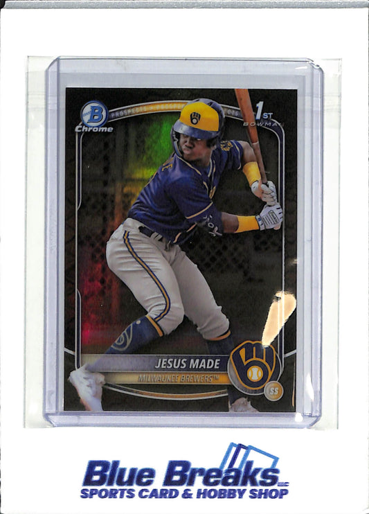 2025 Bowman Chrome - 1st Bowman - reptilian refractor - Jesus Made - #BCP-50 - baseball - Brewers