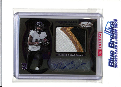 2021 Panini - Certified - Freshman Fabrics - Rashod Bateman - relic - auto - 077/199 - RC - #210 - football - Ravens