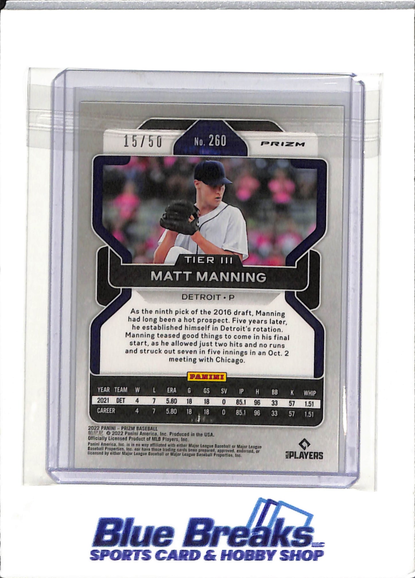 2022 Panini - Prizm - Snakeskin - Matt Manning - 15/50 - RC - #260 - baseball - Tigers