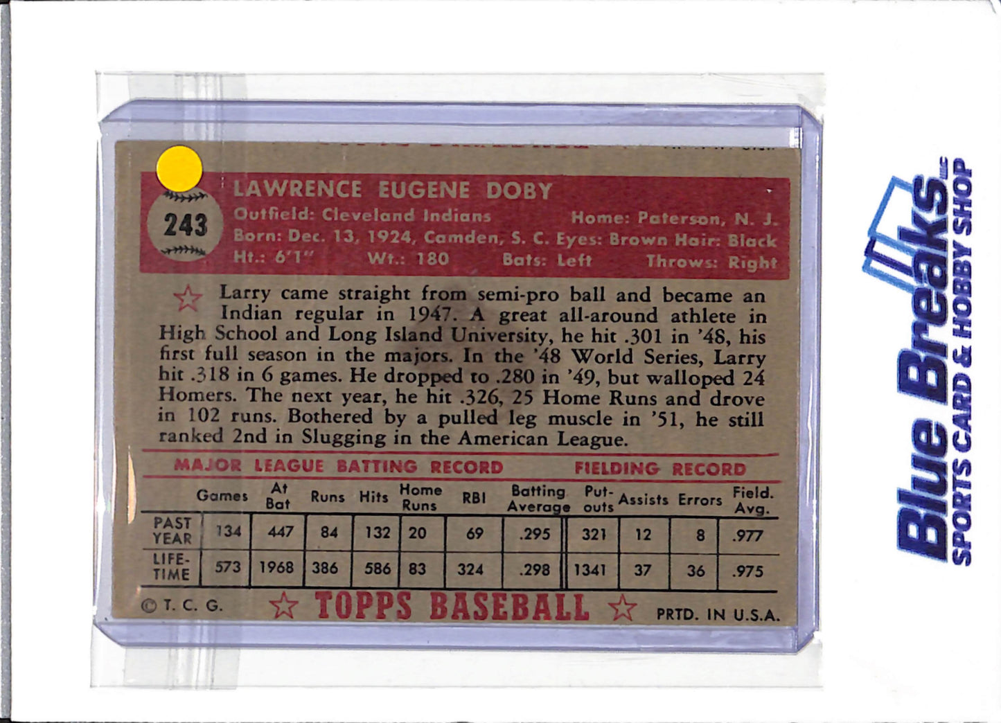 1952 Topps - Larry Doby - #243 - baseball - Indians/Guardians