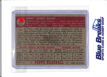 1952 Topps - Henry "Hank" Bauer - #215 - baseball - Yankees