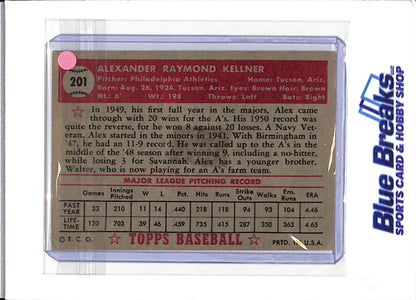 1952 Topps - Alex Kellner - #201 - baseball - Athletics