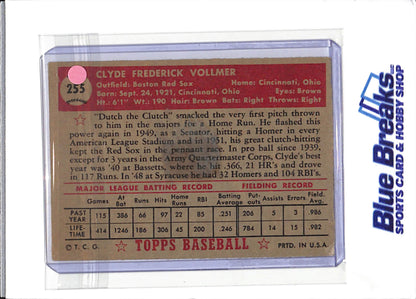 1952 Topps - Clyde Vollmer - #255 - baseball - Red Sox
