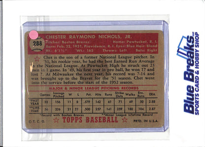 1952 Topps - Chet Nichols - #288 - baseball - Braves