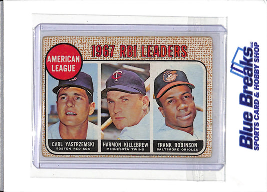 1968 Topps - 1967 RBI Leaders - American League - Carl Yastrzemski - Harmon Killebrew - Frank Robinson - #4 - baseball