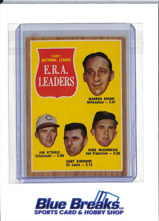 1962 Topps - 1961 National League ERA Leaders - Warren Spahn - Jim O'Toole - Curt Simmons - Mike McCormick - #56