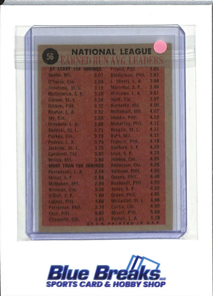 1962 Topps - 1961 National League ERA Leaders - Warren Spahn - Jim O'Toole - Curt Simmons - Mike McCormick - #56