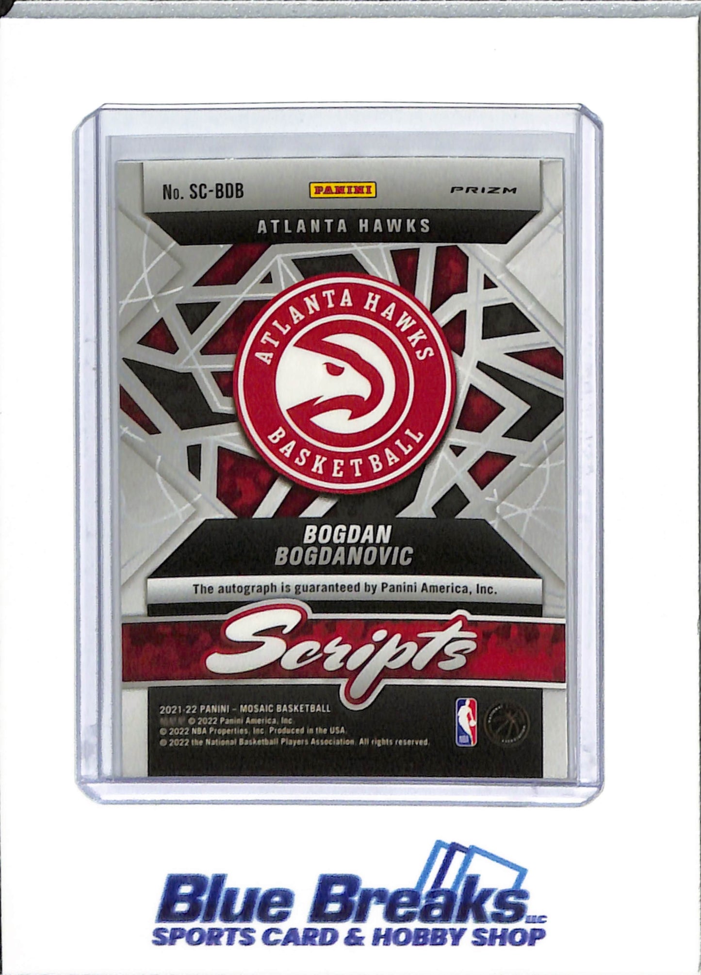 2021-22 Panini - Mosaic - Scripts - prizm - Bogdan Bogdanovic - auto - #SC-BOB - basketball - Hawks