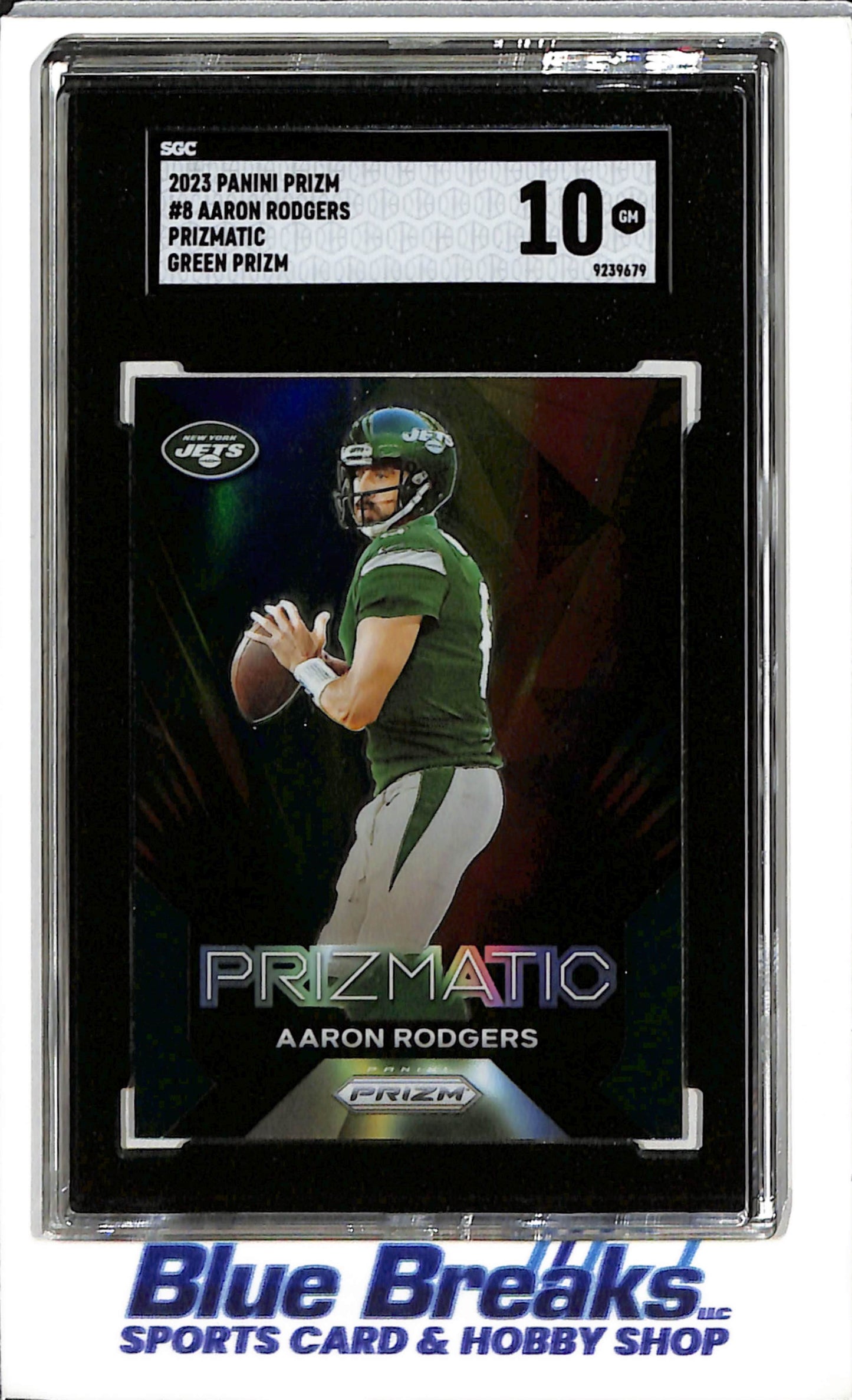 2023 Panini - Prizm - Prizmatic - green prizm - Aaron Rodgers - #8 - SGC 10 - football - Jets