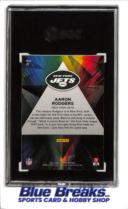2023 Panini - Prizm - Prizmatic - green prizm - Aaron Rodgers - #8 - SGC 10 - football - Jets