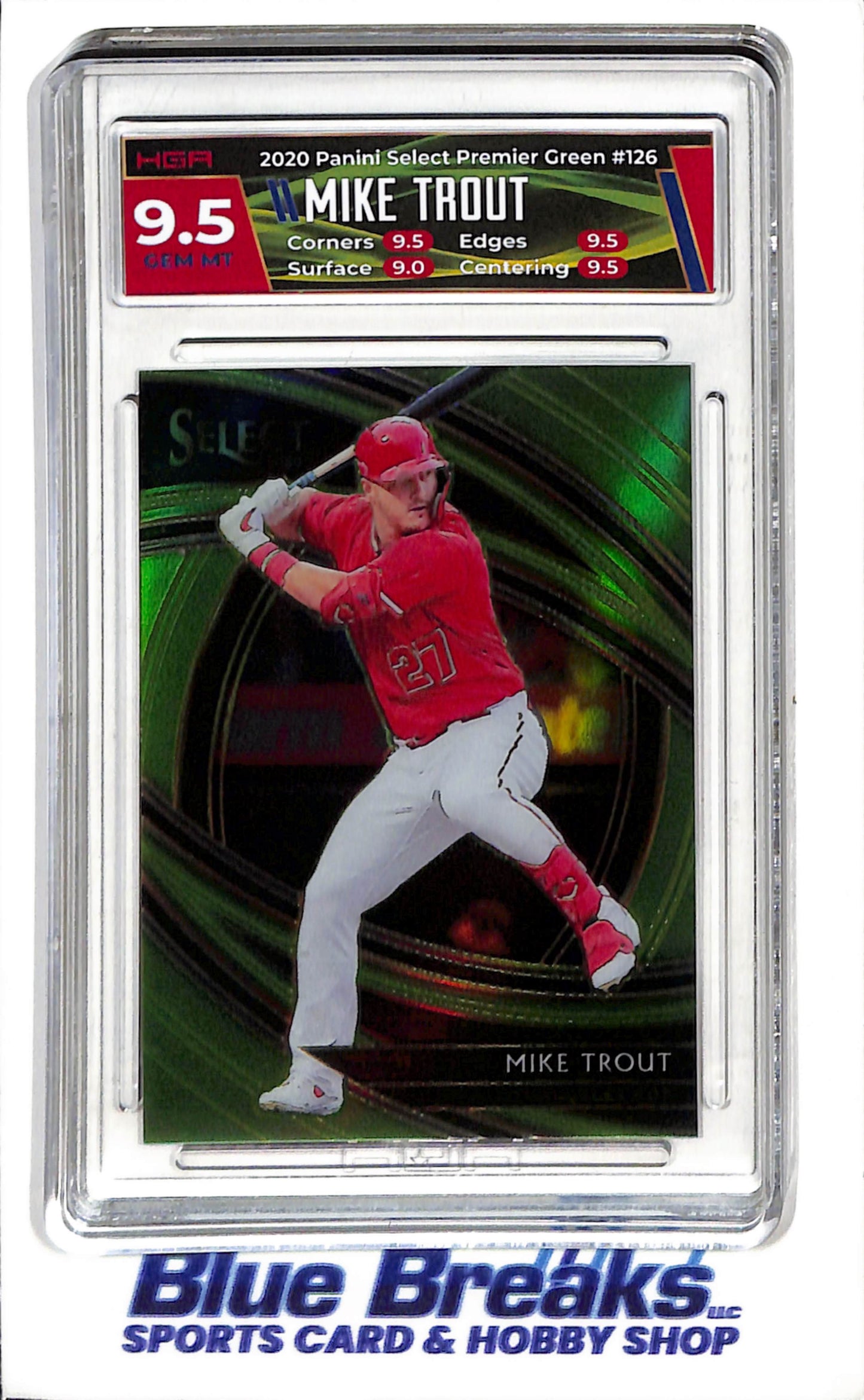 2020 Panini - Select - Premier Green - Mike Trout - 65/99 - #126 - HGA 9.5 - baseball - Angels
