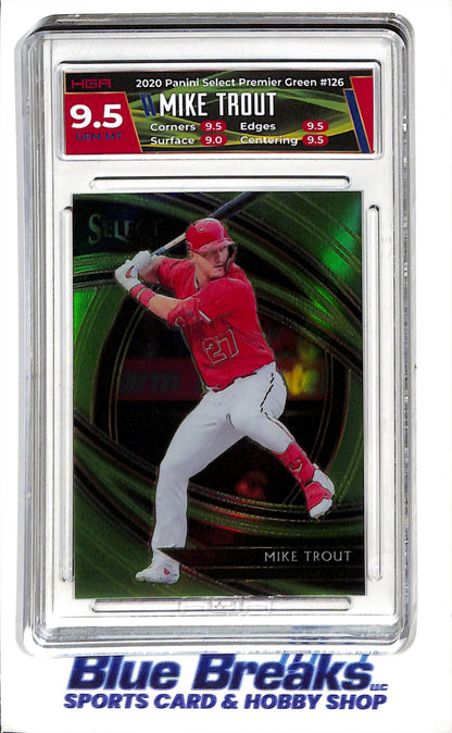 2020 Panini - Select - Premier Green - Mike Trout - 65/99 - #126 - HGA 9.5 - baseball - Angels