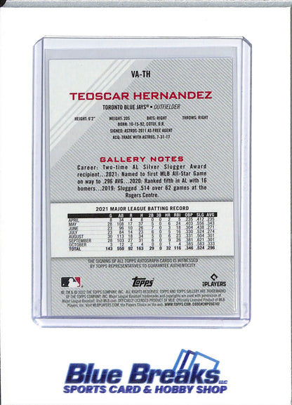 2022 Topps - Gallery - Teoscar Hernandez - auto - #VA-TH - baseball - Blue Jays