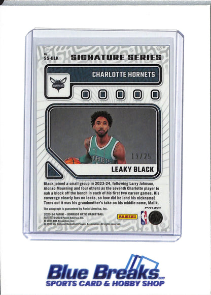 2023-24 Panini - Donruss Optic - Signature Series - blue - Leaky Black - auto - 13/25 - RC - #SS-BLK - basketball - Hornets