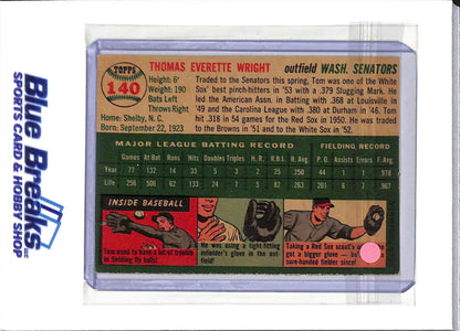 1954 Topps - Tom Wright - #140 - baseball - Senators/Twins