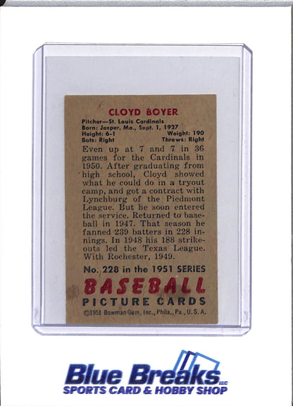 1951 Bowman - Cloyd Boyer - #228 - baseball - Cardinals - drop