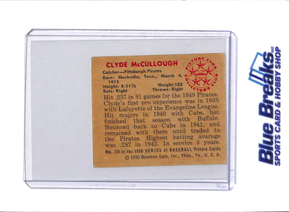 1950 Bowman - Clyde McCullough - #124 - baseball - Pirates