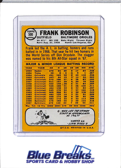 1968 Topps - Frank Robinson - #500 - baseball - Orioles