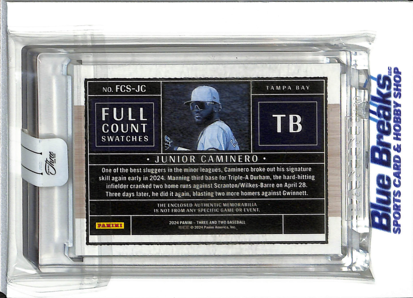 2024 Panini - Three and Two - Full Count Swatches - Junior Caminero - quintet relic - 23/32 - RC - #FCS-JC - baseball - Rays - drop