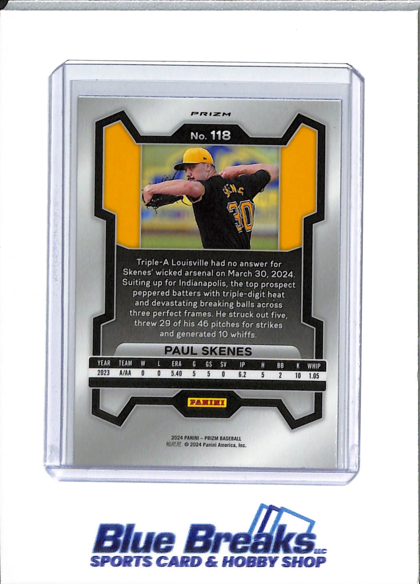 2024 Panini - Prizm - blue cracked ice - Paul Skenes - RC - #118 - baseball - Pirates - drop