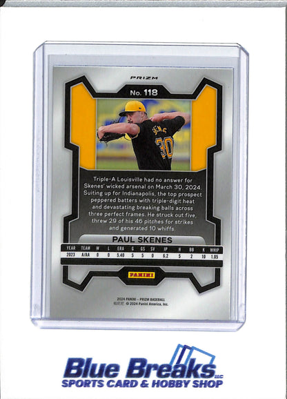 2024 Panini - Prizm - blue cracked ice - Paul Skenes - RC - #118 - baseball - Pirates - drop