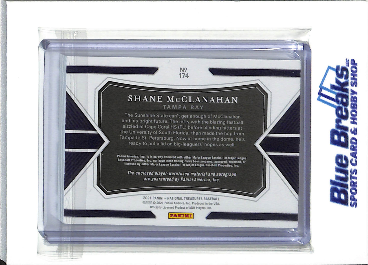 2021 Panini - National Treasures - Shane McClanahan - auto - relic - 67/99 - Rays - #174 - baseball - Rays