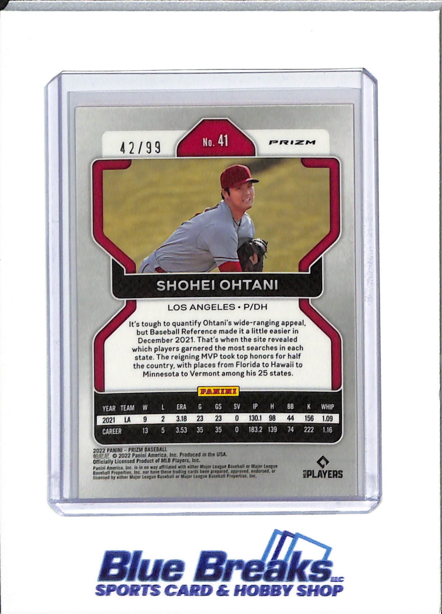 2022 Panini - Prizm - red wave - Shohei Ohtani - 42/99 - #41 - baseball - Angels - drop