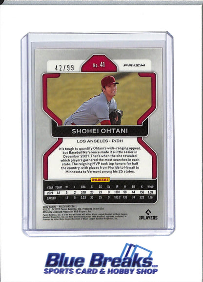 2022 Panini - Prizm - red wave - Shohei Ohtani - 42/99 - #41 - baseball - Angels - drop